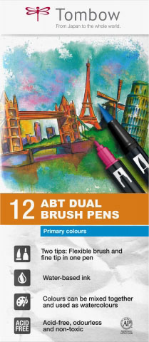 Set 12 Markere Pensula Primary Colours