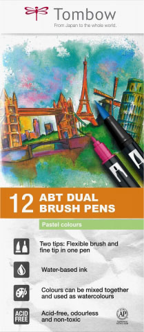 Set 12 Markere Pensula Pastel Colours