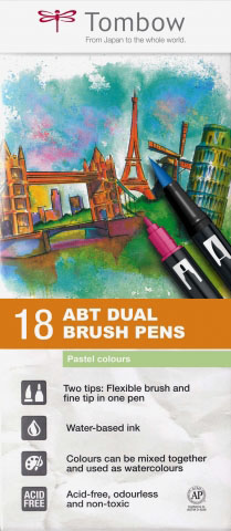 Set 18 Markere Pensula Pastel Colours