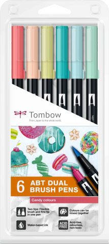Set 6 Markere Pensula Candy Colours