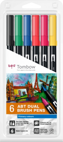 ABT Dual Brush Pen Set 6 Culori